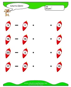 Çıkarma İşlemi Çalışma Sayfaları